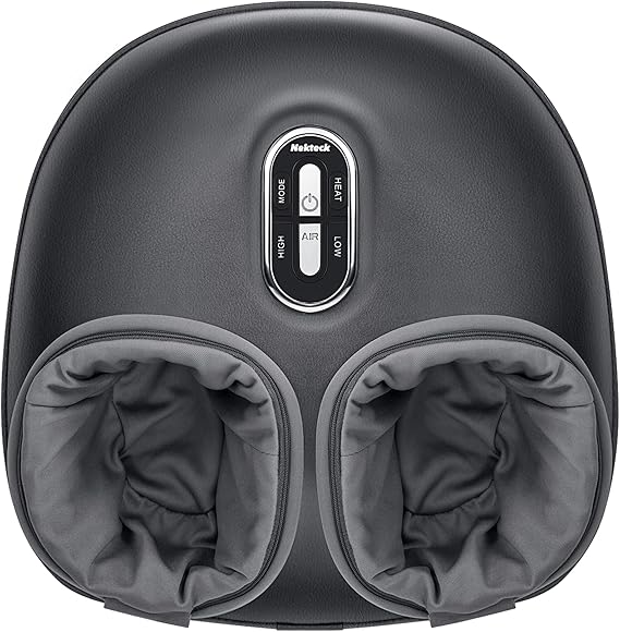 Nekteck Shiatsu Foot Massager Machine with Soothing Heat, Deep Kneading Therapy, Air Compression, Improve Blood Circulation and Foot Wellness,Relax for Home or Office Use(Gray)