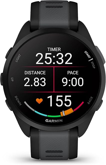 Garmin Forerunner 165, Running Smartwatch, Colorful AMOLED Display, Training Metrics and Recovery Insights, Black
