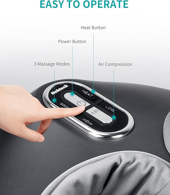 Nekteck Shiatsu Foot Massager Machine with Soothing Heat, Deep Kneading Therapy, Air Compression, Improve Blood Circulation and Foot Wellness,Relax for Home or Office Use(Gray)
