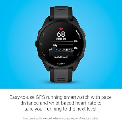 Garmin Forerunner 165, Running Smartwatch, Colorful AMOLED Display, Training Metrics and Recovery Insights, Black
