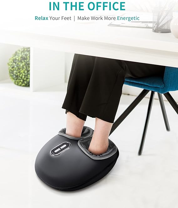 Nekteck Shiatsu Foot Massager Machine with Soothing Heat, Deep Kneading Therapy, Air Compression, Improve Blood Circulation and Foot Wellness,Relax for Home or Office Use(Gray)
