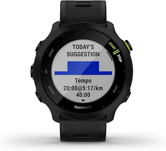 Garmin Forerunner 55, GPS Running Watch with Daily Suggested Workouts, Up to 2 weeks of Battery Life, Black - 010-02562-00